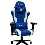 Silla gamer TEROS TE-8126B, azul y blanco