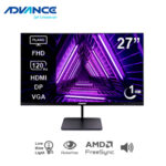 Monitor plano ADVANCE ADV-2754S 27" FHD IPS 120Hz 1ms HDMI DP VGA PARLANTES negro